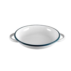 Ragout Plate 220x38mm White Enamel Blue Rim Urban Style