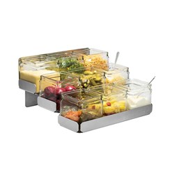 Condiments Station 3 Tier With 9 Glass Jars Stainless Steel 315x320x175mm Rosseto