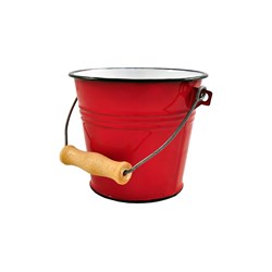 Bucket 1L Red Wire Handle Enamel 127x140mm Urban Style