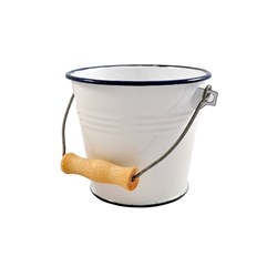 Bucket 1L White Handle Enamel 127x140mm Urban Style