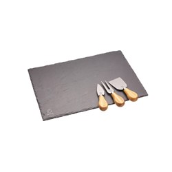Cheese Platter & 3-Piece Knife Set Slate 350x250mm Artesa