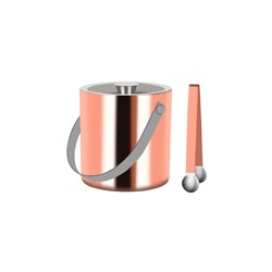 Double Wall Ice Bucket With Tongs Rose Gold 1.8L Zanzi