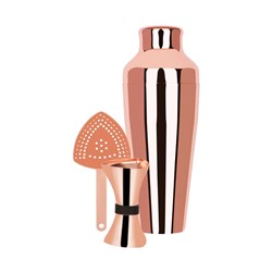 3 Piece Cocktail Set Rose Gold 500ml Zanzi