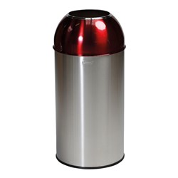 2203005 - Probbax Open Dome Bin Stainless Steel With Red Lid 40L