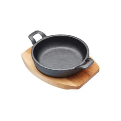 Mini Gratin Dish Cast Iron With Wood Base 160mm Artesa