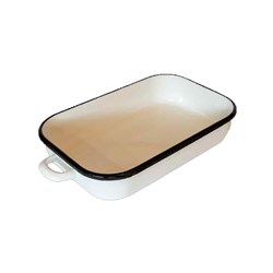 Enamelware Induction Baking Dish With Handles White 3.4L Urban Style