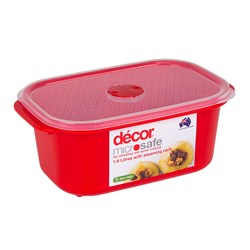 Microsafe Container With Lid Red 1.6L Decor