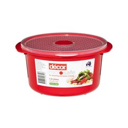 2663882 - Microsafe Container Rnd 1.5Lt Red W/ Clr Lid (4)