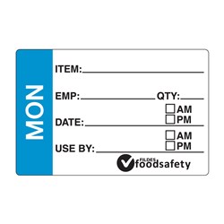 Label Prep Dissolvable Monday 49X75mm 250/Roll Fildes Food Safety