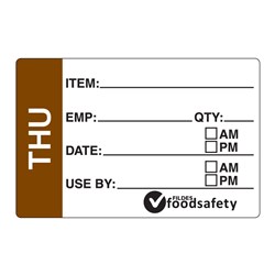 Label Prep Dissolvable Thursday 49x75mm 250/Roll Fildes Food Safety