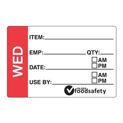 Label Prep Removable 49x75mm Wednesday 250/Roll Fildes Food Safety