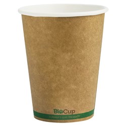 BioCup Single Wall Coffee Cup Kraft Brown 12oz 355ml BioPak