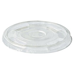 BioCup PLA Cup Flat Holed Lid Clear Suits 360/420/500ml BioPak