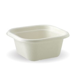 BioCane Takeaway Container Square White 130x130x65mm 480ml BioPak