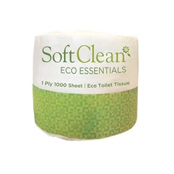 Eco Essentials Toilet Roll 1 Ply 1000 Sheets Soft Clean