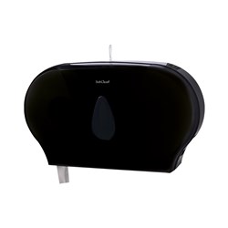 Plastic Twin Jumbo Toilet Roll Dispenser Black 518x133x310mm Soft Clean