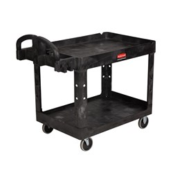  2 Tier Heavy Duty Utility Trolley Black Rubbermaid