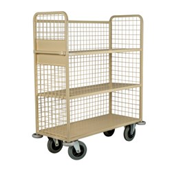 4458004 - Mesh Three Shelf Linen Trolley Powdercoated Beige