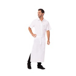 3/4 Tie In Front Bar Apron No Pocket White 840x710mm Chef Works
