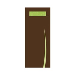 Bari Paper Cutlery Pouch Brown/ Green 202x85mm Europochette
