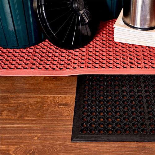 Rubber Safety Mat Red 1500mm Kleaning Essentials