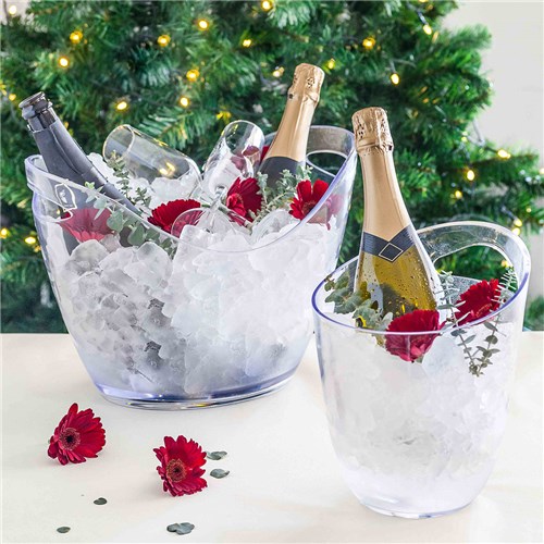 Plastic 1 Handle Ice Bucket Clear Plastic 3L