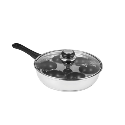 Egg Poacher Pan 6 Cup with Glass Lid Black Handle