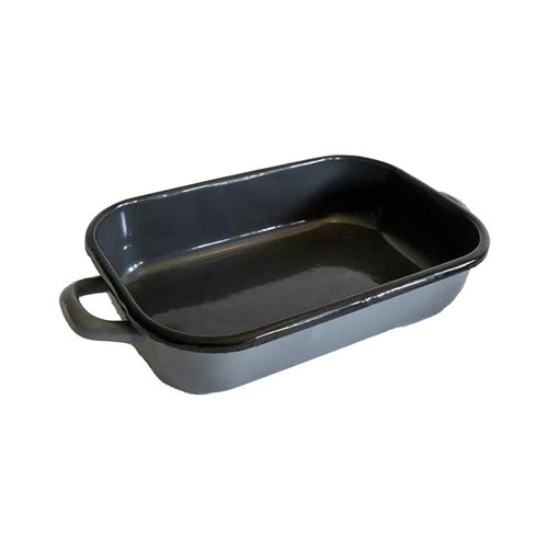 Enamelware Induction Baking Dish With Handles Grey 4L 460x250x72mm Urban Style