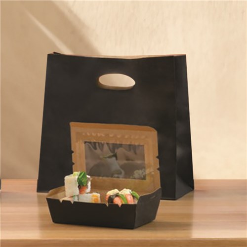 Paper Carry Bag D-Handle Black Small