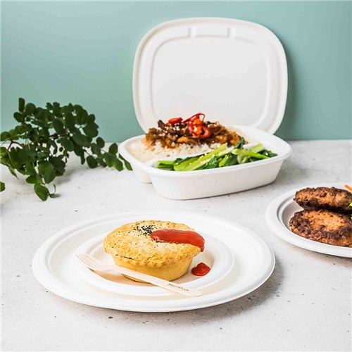 Sugarcane Round Plate White 180mm