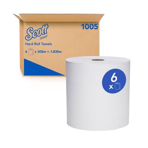 Paper Hand Towel Roll Hard White 1ply 304m 3620309