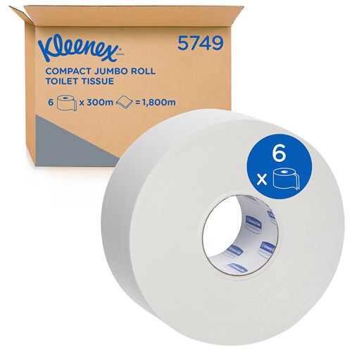 Compact Maxi Toilet Rolls White 2ply 300m