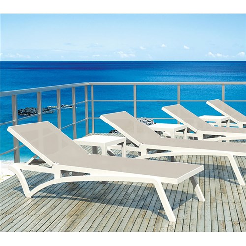 Pacific Sunlounger White/Taupe