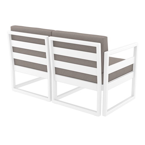 4242263 - Mykonos Lounge Sofa White with Brown Cushions 750mm
