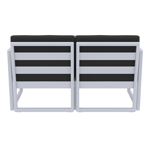 Mykonos Lounge Sofa Silver Grey with Black Cushions 750mm