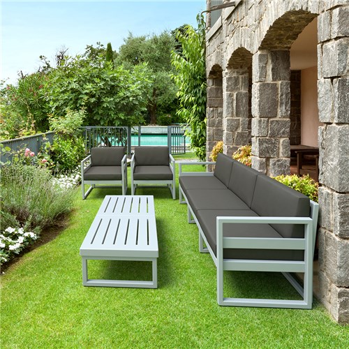 Mykonos Lounge Sofa White with Brown Cushions 750mm