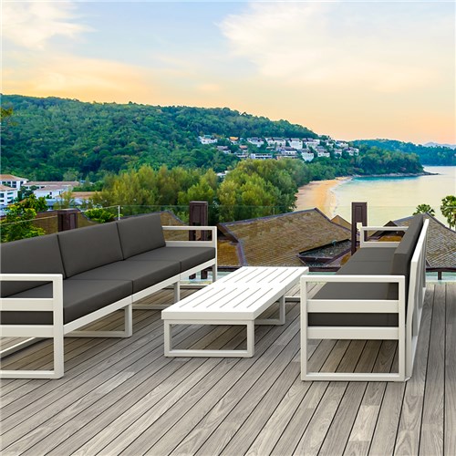 Mykonos Lounge Sofa White with Brown Cushions 750mm