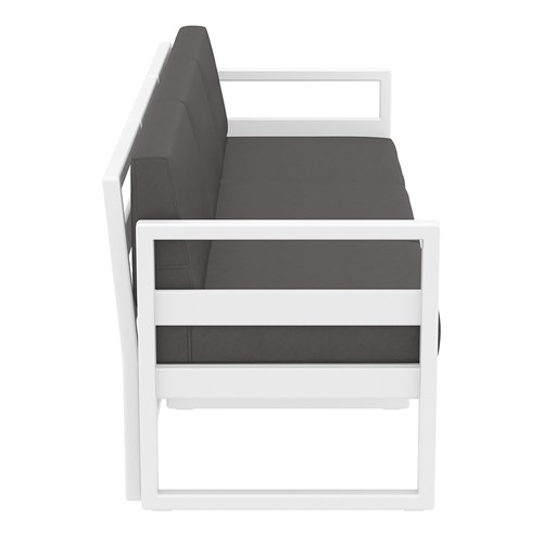 Mykonos Lounge Sofa White with Dark Grey Cushions 750mm