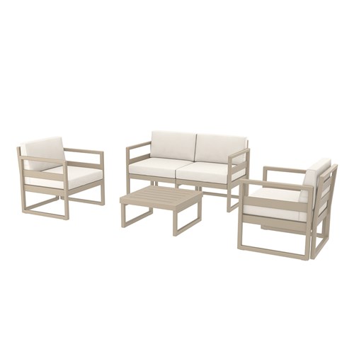 4242276 - Mykonos Lounge Set and Table Taupe with Beige Cushions 750mm