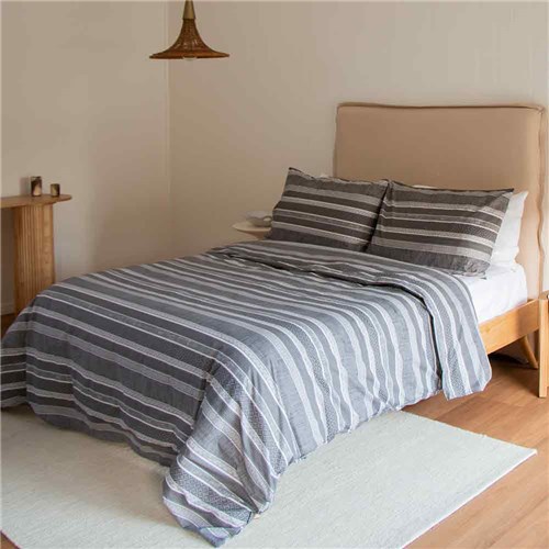 Horizon Doona Cover Set Grey Queen