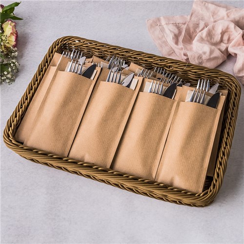 Ecoline Paper Cutlery Pouch Kraft/ White 200x85mm Pro.mundi