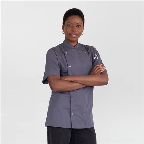 Alex Chef Jacket With Press Studs Grey XL