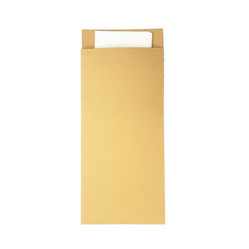 Cutlery Pouch Kraft with 2 Ply White Napkin Essentials Collection