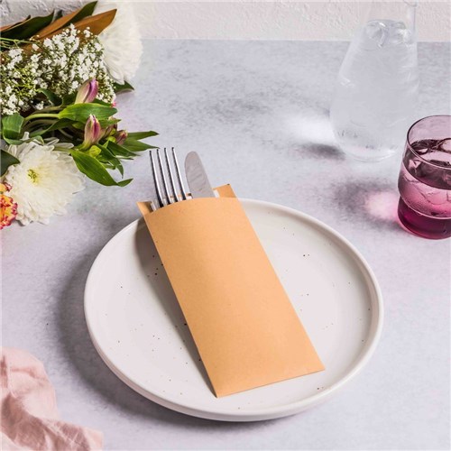 Cutlery Pouch Kraft with 2 Ply White Napkin Essentials Collection