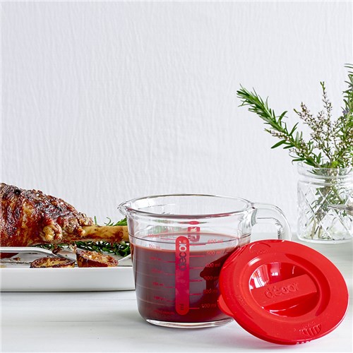 Glass Measuring Jug With Lid 650ml Decor