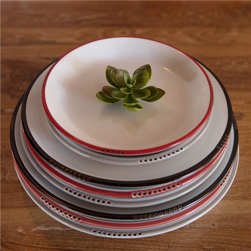 Bistrot Plate White Grey Rim 203mm Pro.mundi