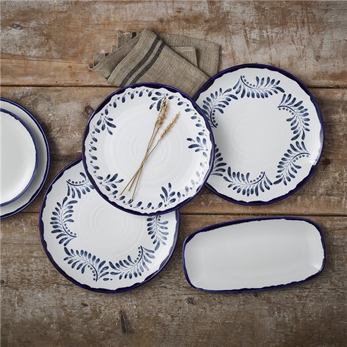 Mediterranean Coupe Plate White & Blue