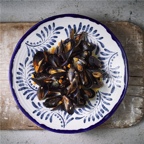 Mediterranean Coupe Plate White & Blue