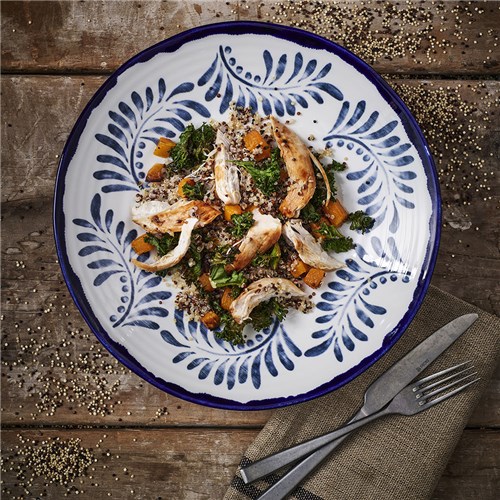 Mediterranean Coupe Plate White & Blue