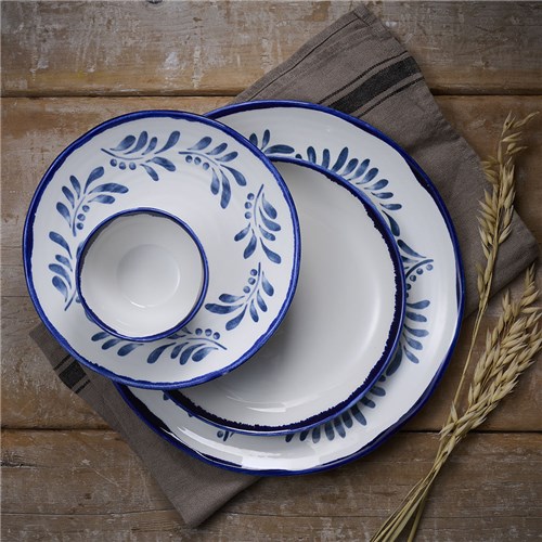 Mediterranean Coupe Bowls White & Blue